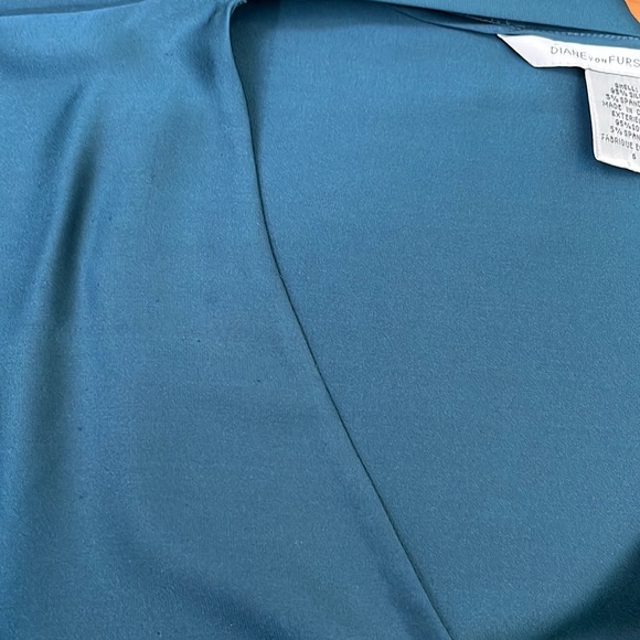 Diane von Furstenberg 'Edna' Silk Sash-Tie Blouse, Dark Teal, size 6 - Picture 16 of 16